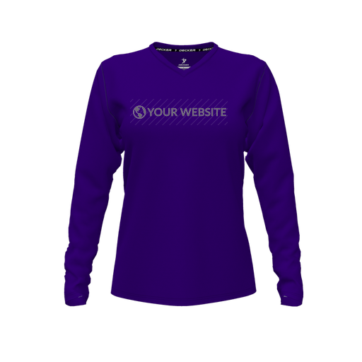 [FTLVPTPP-FYXS-LOGO3] Decker Performance T-Shirt (Female Youth XS, Purple, V Neck, Logo 3, Long Sleeve)