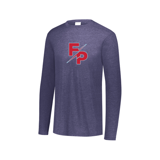[FTLCUBNV-AXS-LOGO2] Decker Men's Tri-Blend T-Shirt - Long Sleeve (Adult XS, Navy, Logo 2)