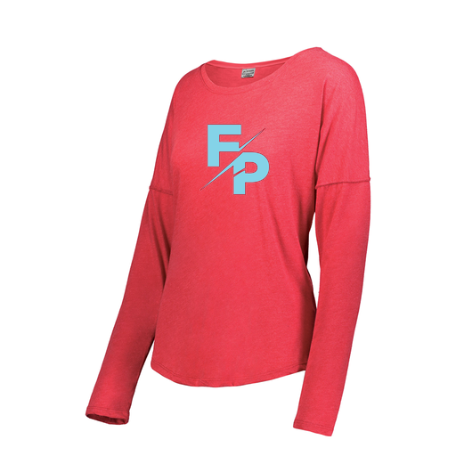 [FTLCUBRD-FAXS-LOGO1] Ladies LS Ultra-blend T-Shirt (Female Adult XS, Red, Logo 1)